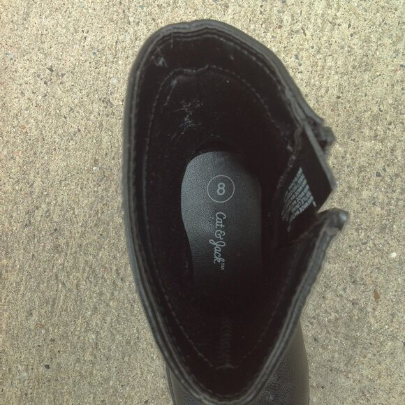 Cat & Jack Black Boots Size 8 w Side Strap+ Metal Silver Ring - Picture 10 of 16